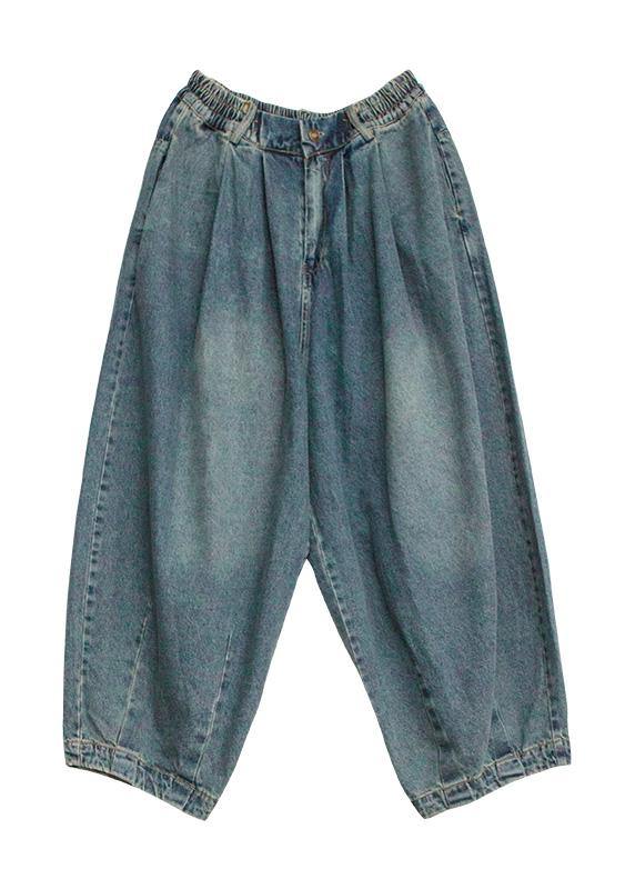 Modern denim blue pants oversize wide leg pants cotton Fabrics casual pants