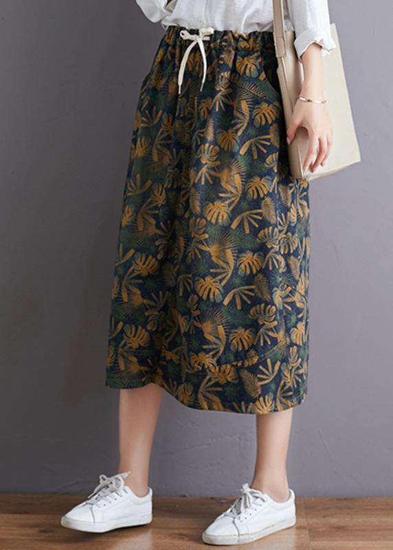 Modern elastic waist pockets cotton skirt Tutorials floral Art skirt fall