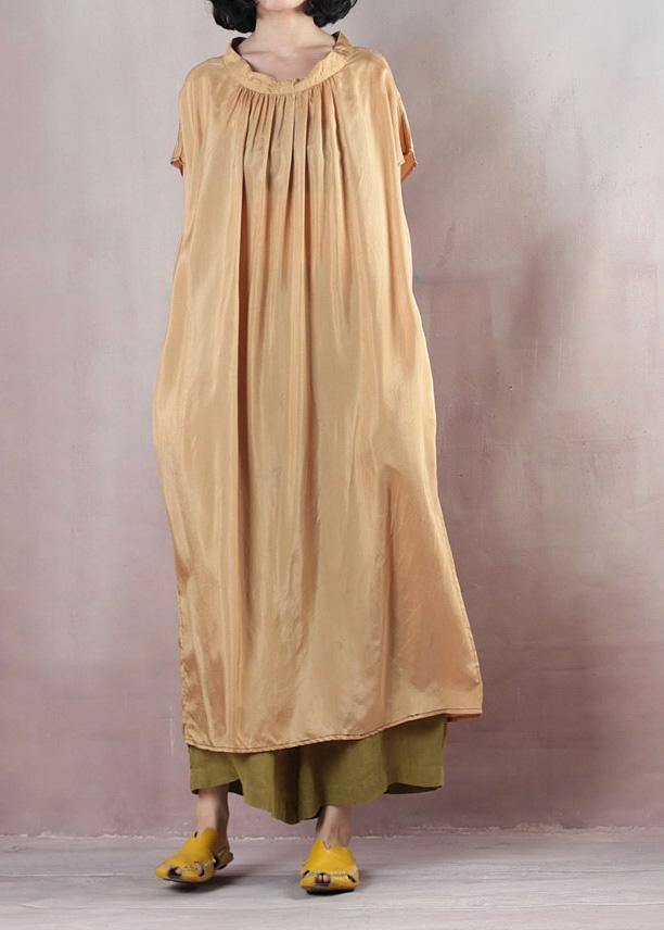 Modern o neck cotton summer clothes For Women Photography light yellow Maxi Dresses