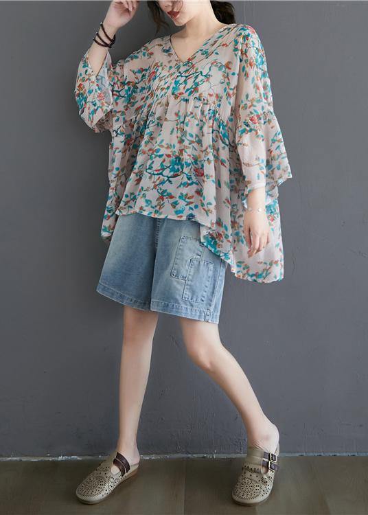 Natural Plant flowers prints cotton linen Long Shirts Gifts low high design summer tops