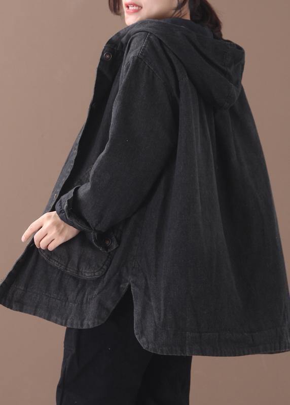 Natural black Plus Size tunic pattern Tutorials side open hooded coat