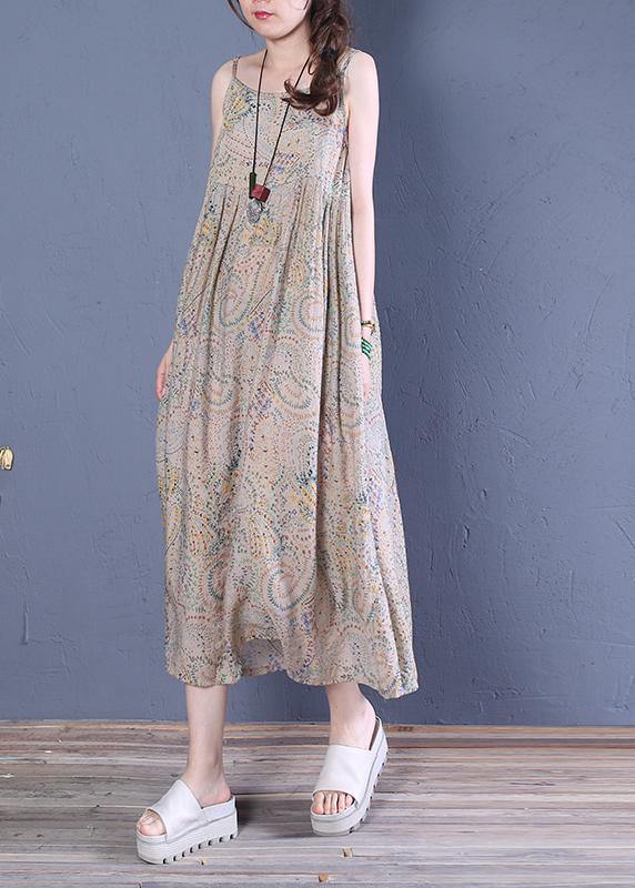 Natural floral cotton clothes Spaghetti Strap Robe summer Dress