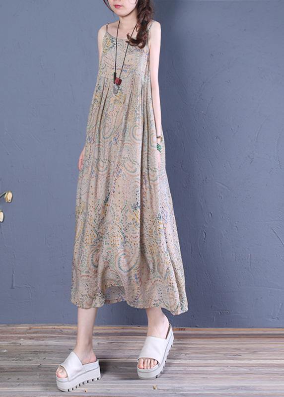 Natural floral cotton clothes Spaghetti Strap Robe summer Dress