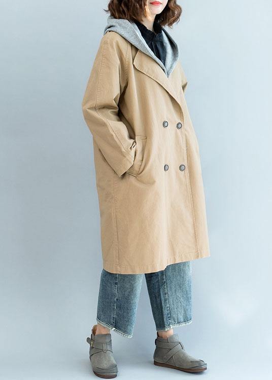 Natural khaki fine trench coat Sleeve double breast fall jackets