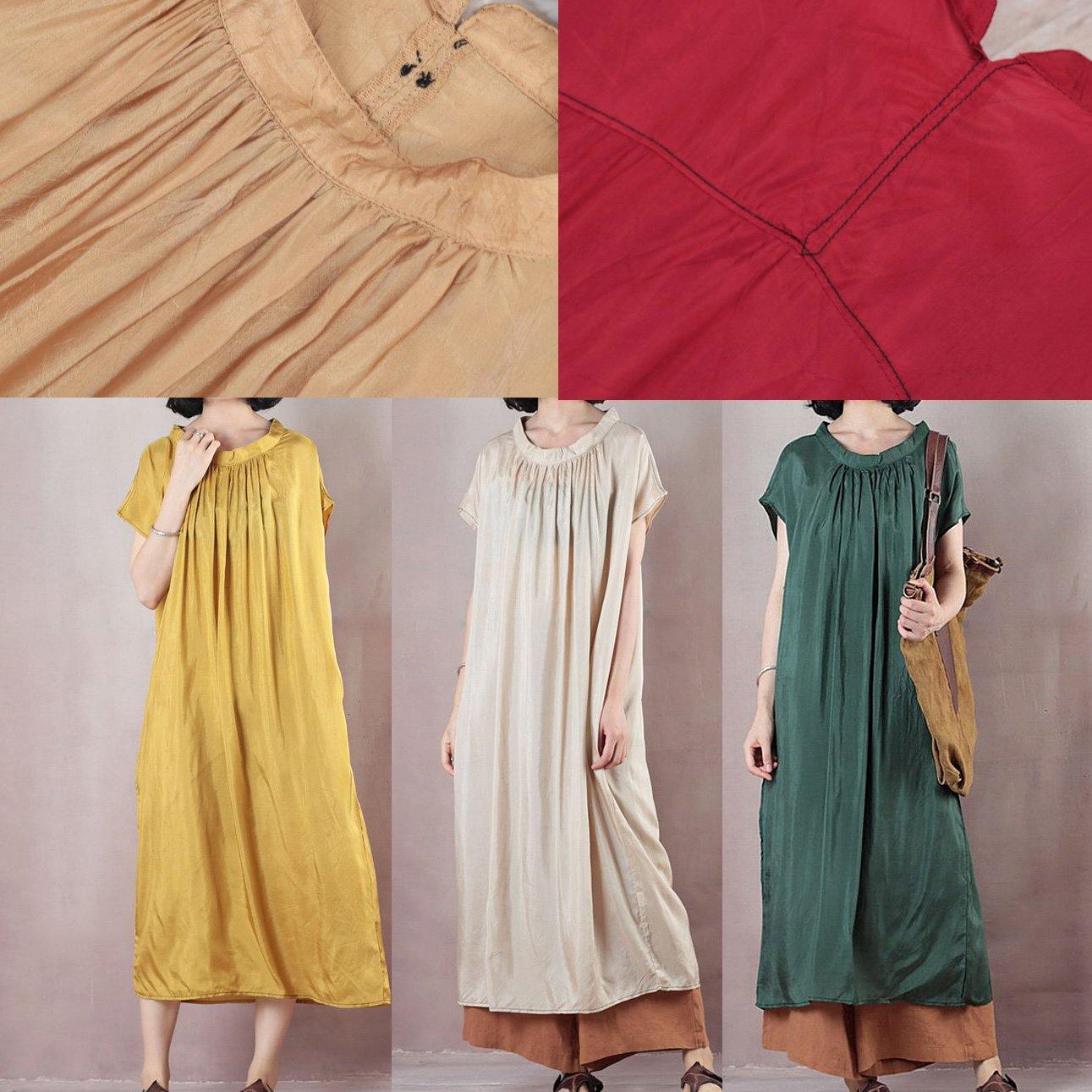 Natural short sleeve cotton summer clothes Runway yellow Plus Size Dresses