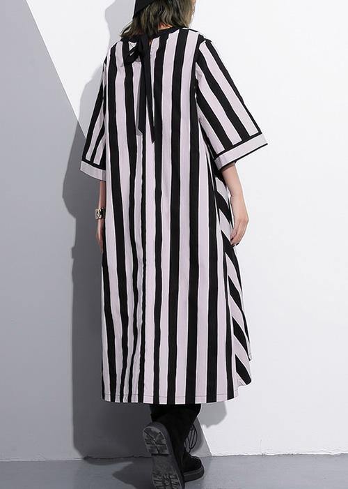 Natural striped cotton Tunics v neck summer Dress