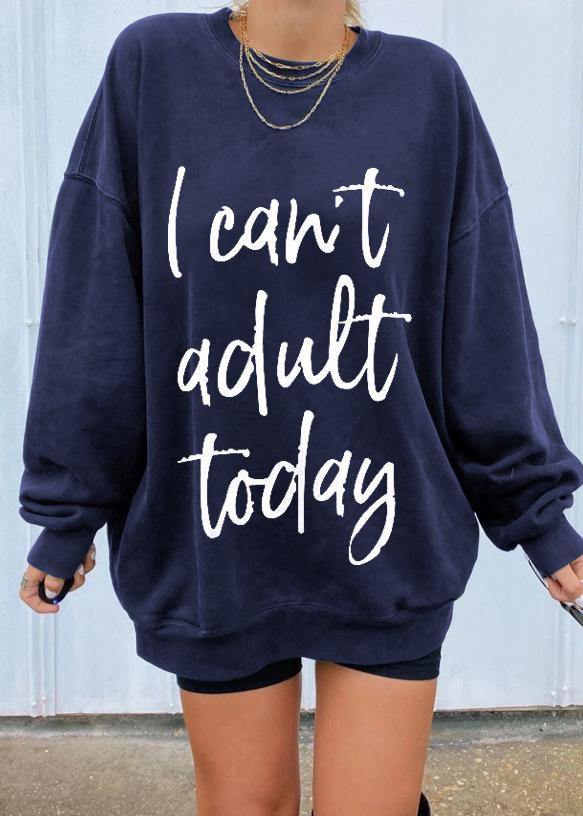 Navy Print Sweatshirt Women Casual Tops