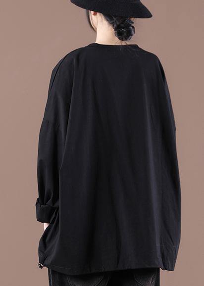 New Black O-Neck Pockets Sweatshirt Streetwear