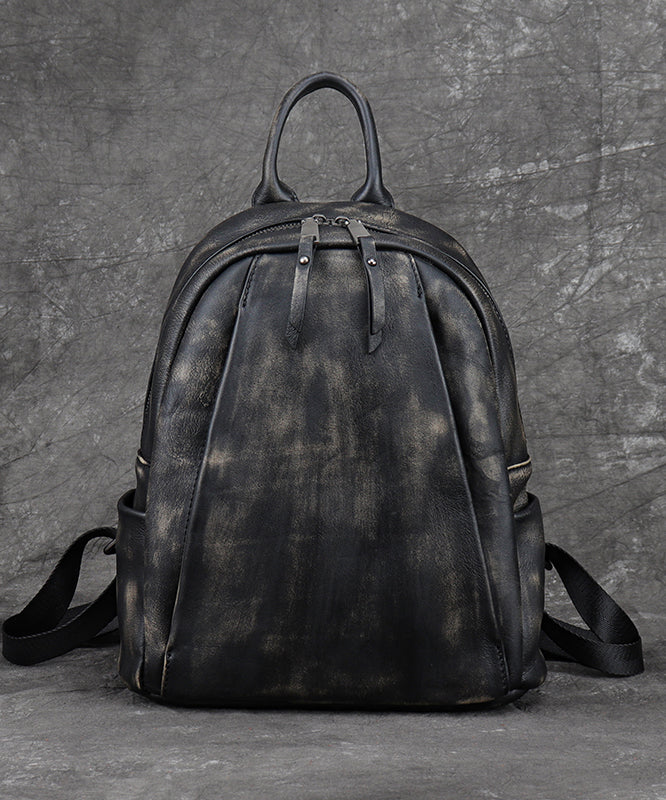 New Black Versatile Large Capacity Calf Leather Backpack Bag