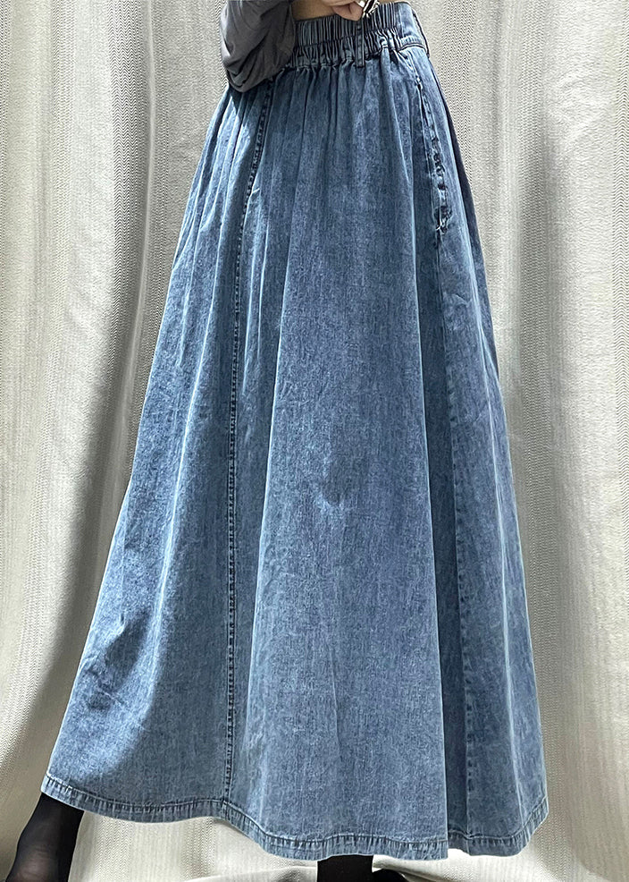 New Deep Blue Thin High Waisted Denim Skirts For Summer