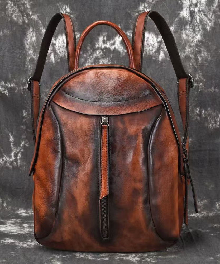 New Handmade Red Casual Calf Leather Backpack Bag