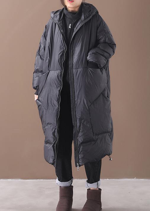 New black warm winter coat plus size down jacket hooded pockets women coats