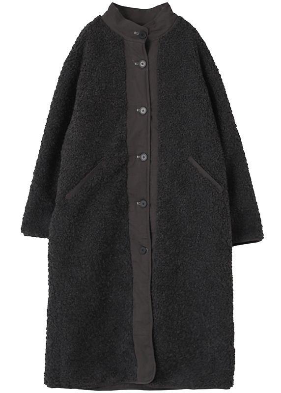 New black wool coat for woman casual winter coat o neck two ways to wear coat