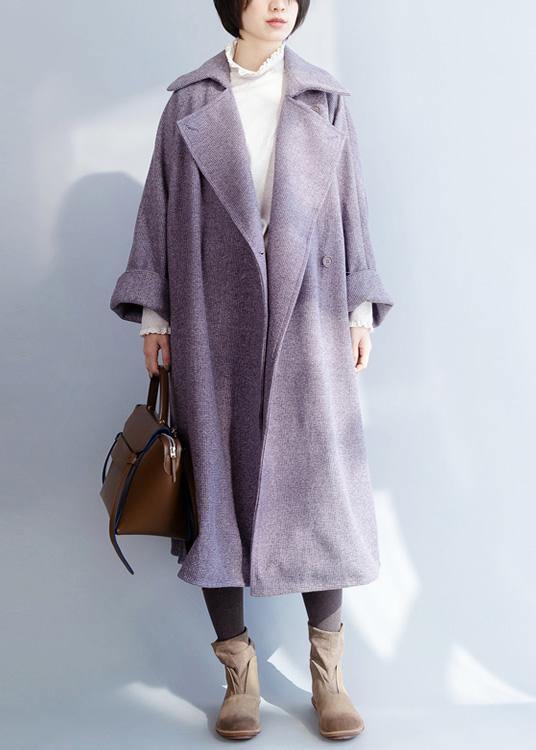 New plus size clothing Winter coat winter coat purple flare sleeve wool overcoat