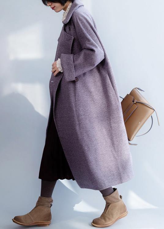 New plus size clothing Winter coat winter coat purple flare sleeve wool overcoat