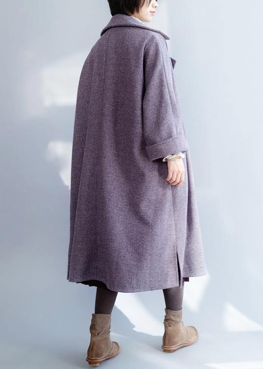 New plus size clothing Winter coat winter coat purple flare sleeve wool overcoat