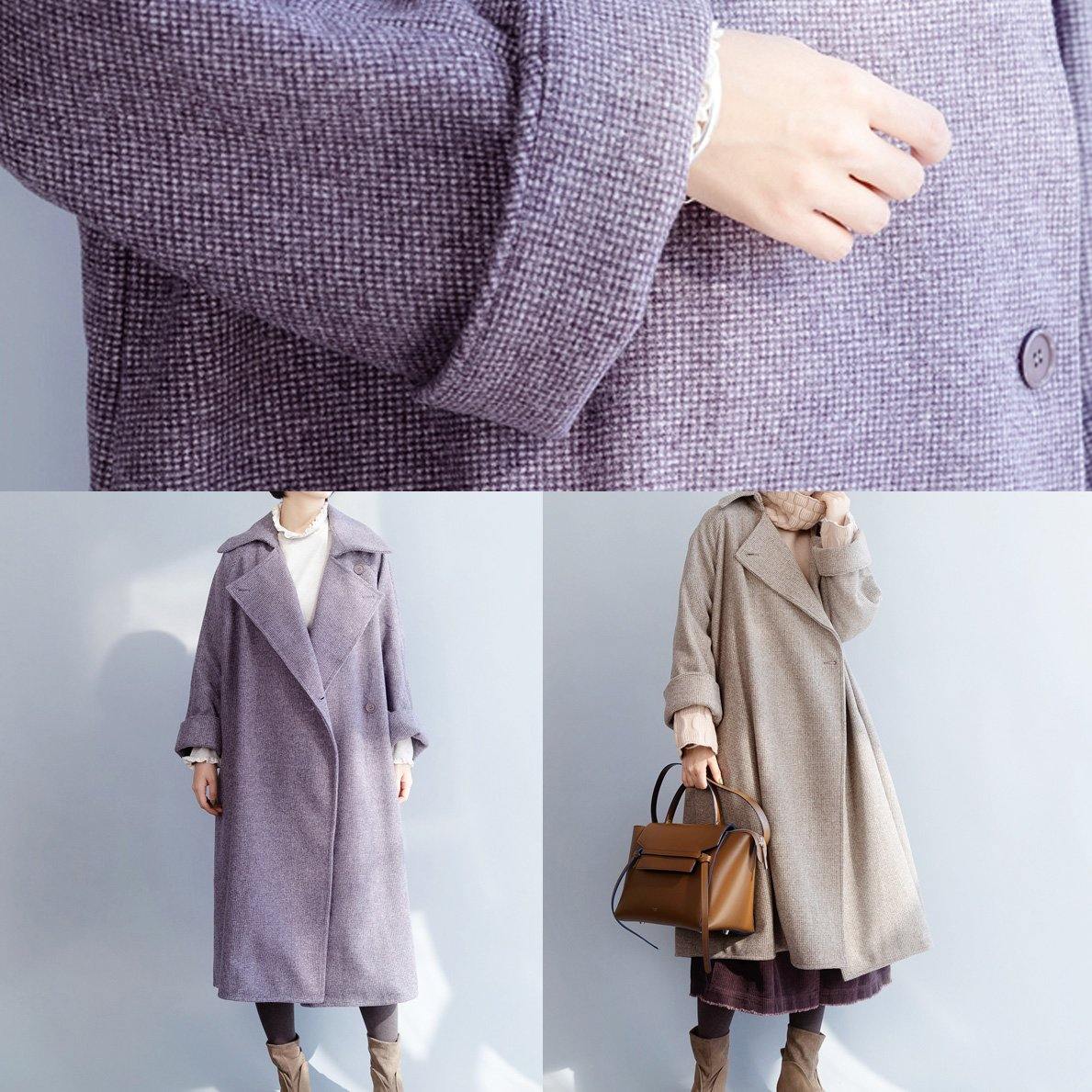 New plus size clothing Winter coat winter coat purple flare sleeve wool overcoat