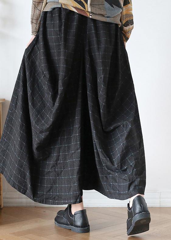 New retro long section loose large size wild plaid irregular wide leg pants