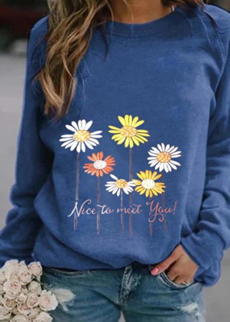 Nice to meet you' & Daisy Print Sweatshirt