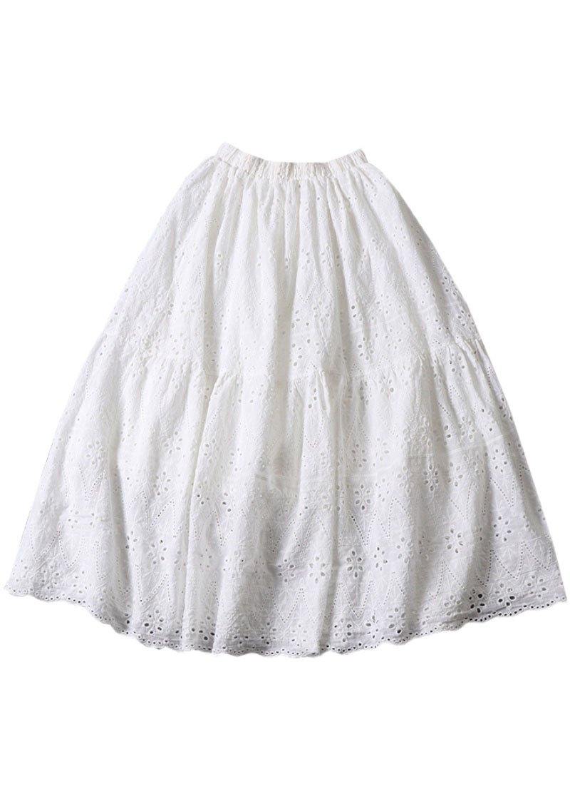 Organic Apricot Hollow Out Embroideried Fall Patchwork Skirts