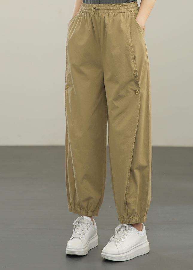 Organic Khaki High Waist Cargo  Pants Trousers Summer