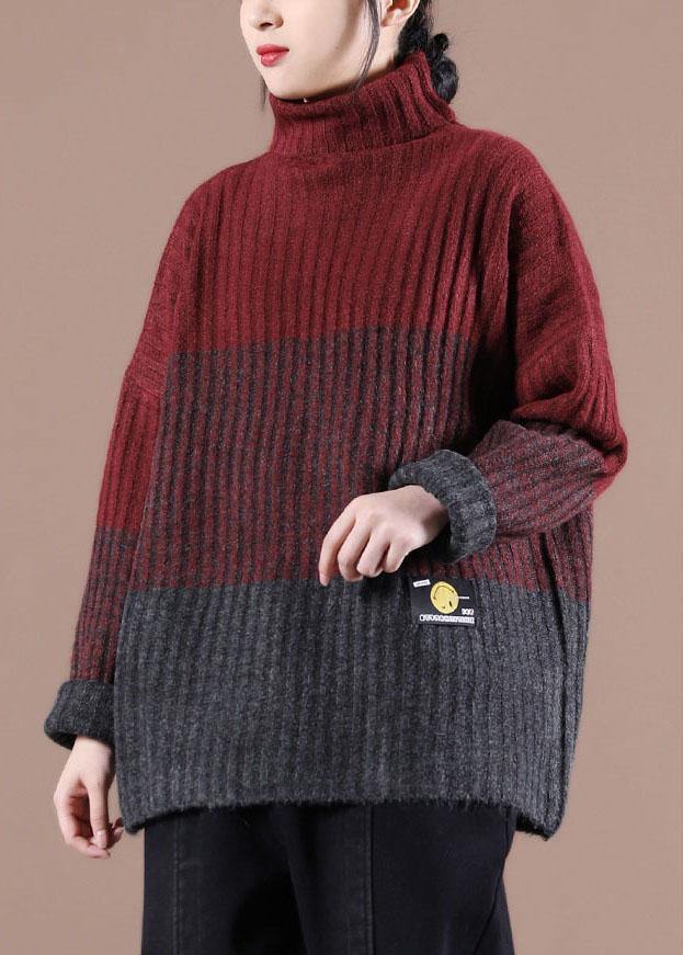 Organic Mulberry Colorblock Casual Fall Knit Sweater