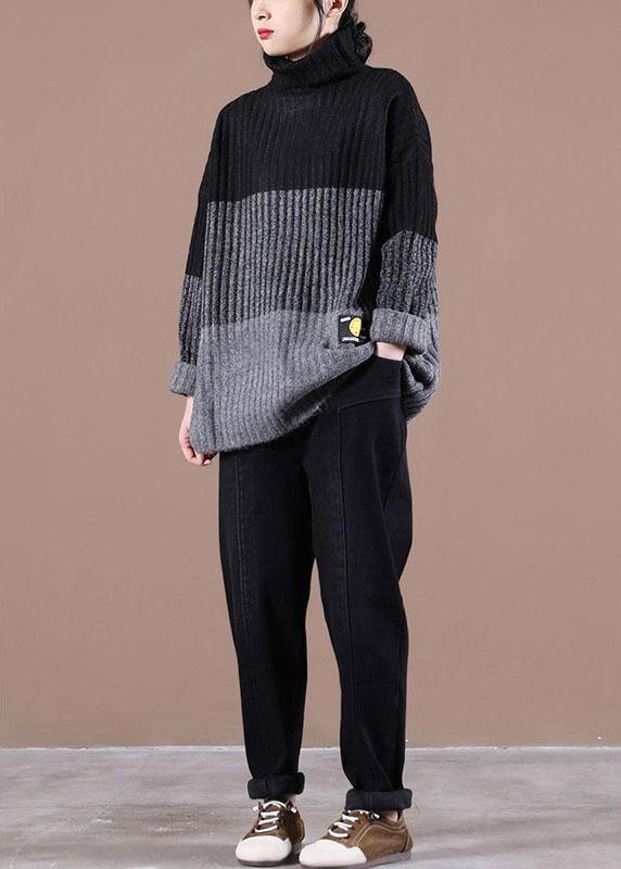 Organic Mulberry Colorblock Casual Fall Knit Sweater