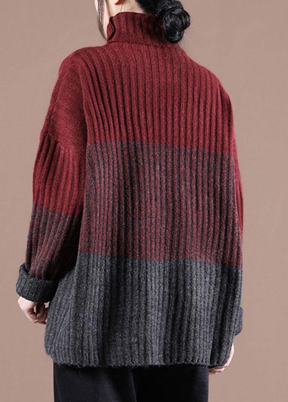 Organic Mulberry Colorblock Casual Fall Knit Sweater