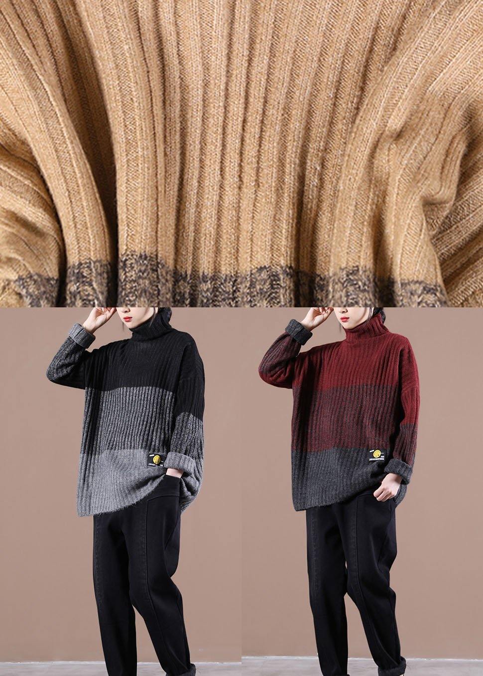 Organic Mulberry Colorblock Casual Fall Knit Sweater