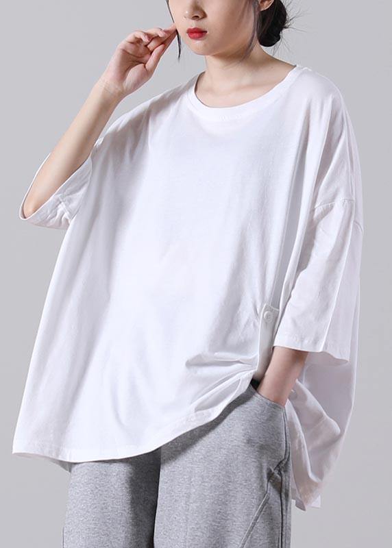 Organic White Half Sleeve Cotton Summer Top