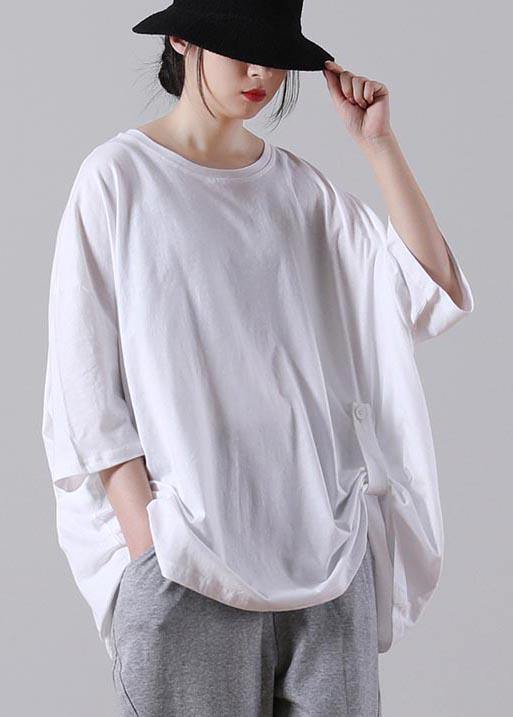 Organic White Half Sleeve Cotton Summer Top