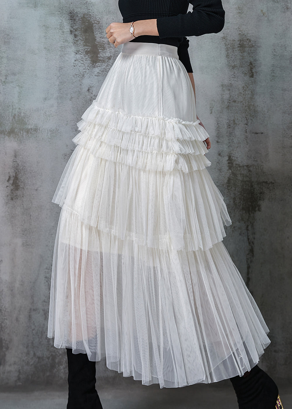 Organic White Layered Tulle Beach Skirt Summer