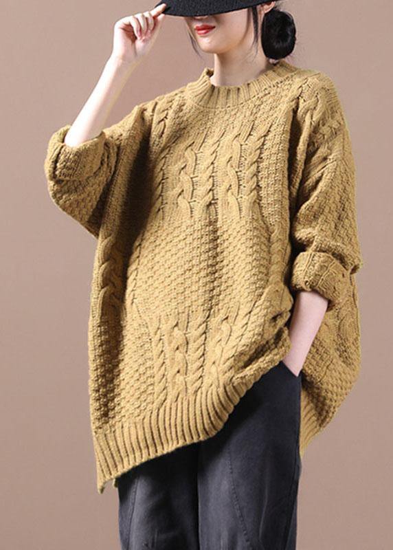 Organic Yellow Side Open Fall Sweater Top