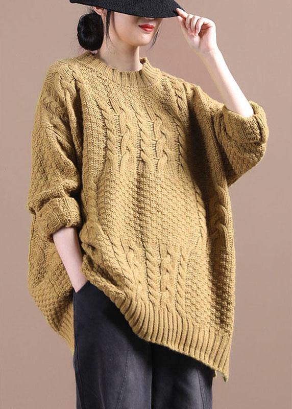 Organic Yellow Side Open Fall Sweater Top