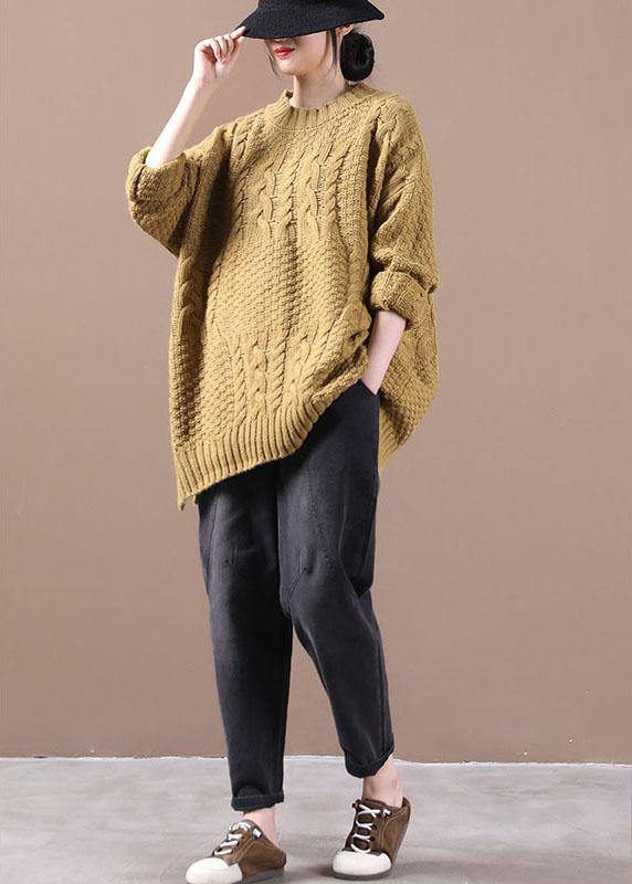 Organic Yellow Side Open Fall Sweater Top