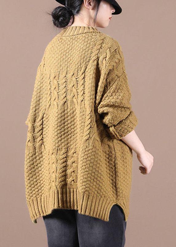 Organic Yellow Side Open Fall Sweater Top