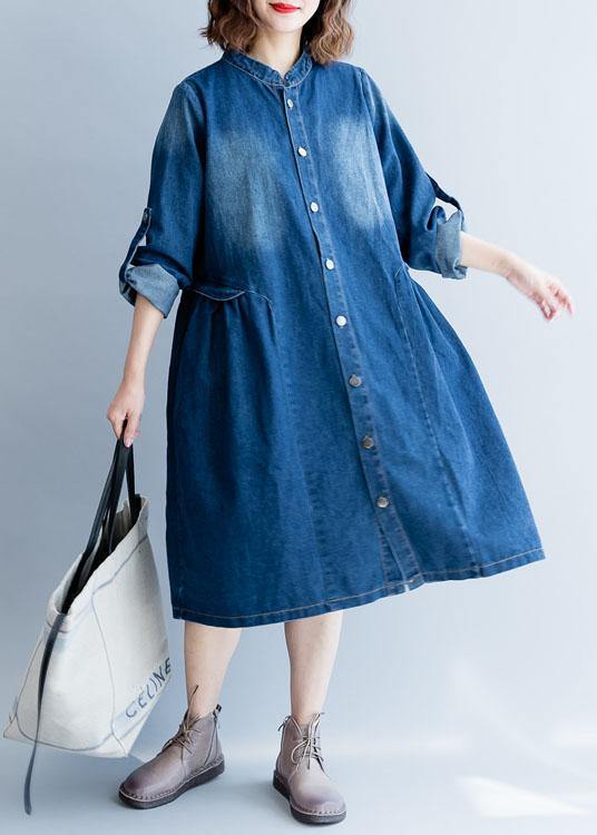 Organic denim blue embroidery Fine clothes For Women Wardrobes striped collar fall outwears