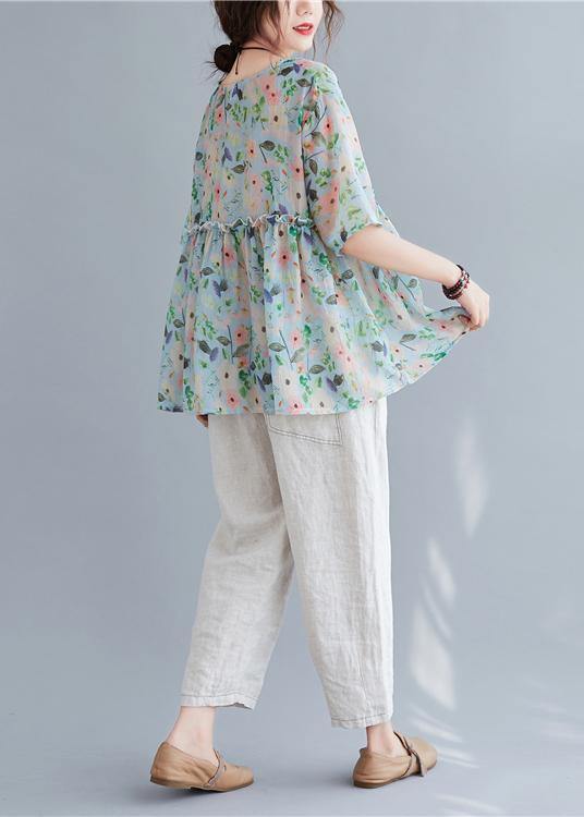 Organic v neck Ruffles summer tops Fashion Ideas floral blouse