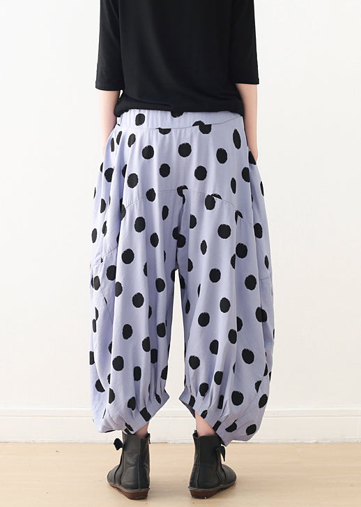 Organic wide leg pants Cotton clothes Women Shape blue dotted A Line pants spring