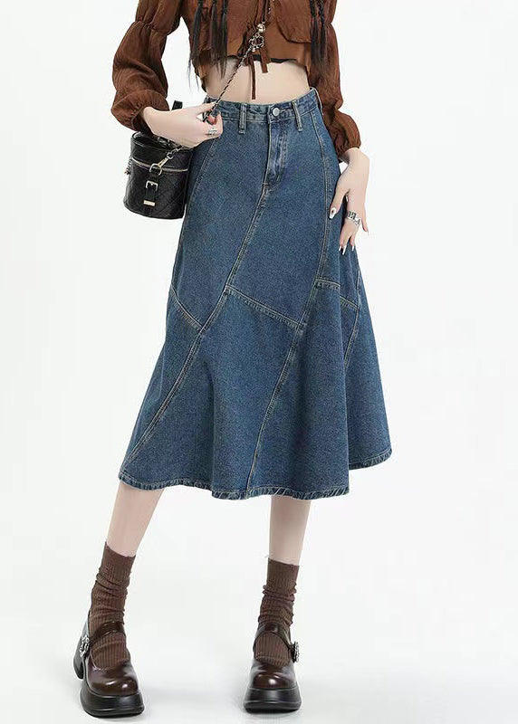 Original Design Blue High Waist Patchwork Denim Skirts Spring Summer