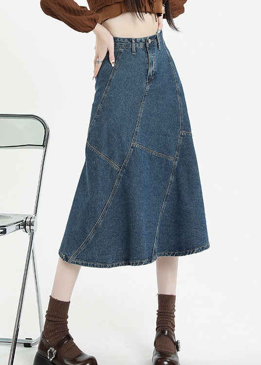 Original Design Blue High Waist Patchwork Denim Skirts Spring Summer