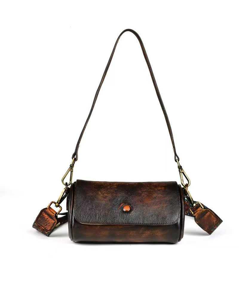 Original Design Coffee Calf Leather Satchel Bag Handbag