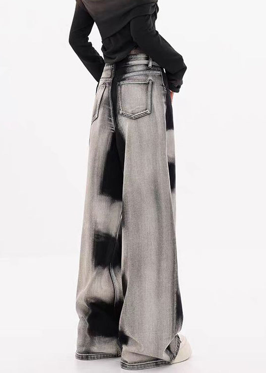 Original Design Gradient Tie Dye Denim Wide Leg Pants Spring