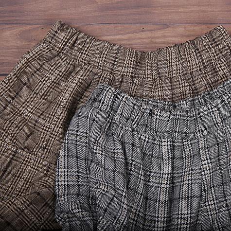 Original design retro gray thick loose large size warm knitted plaid Harlan bloomers