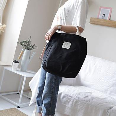 Oversized Beautiful Casual Patchwork Large black Canvas Shoulder Bag