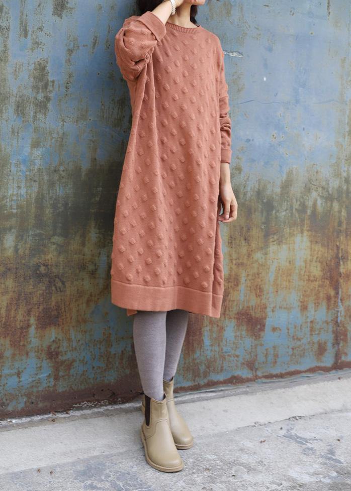 Oversized pink  Sweater outfits Quotes side open Largo winter knit dress