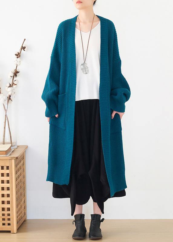 Oversized spring knit sweat tops oversize blue side open knitted cardigans