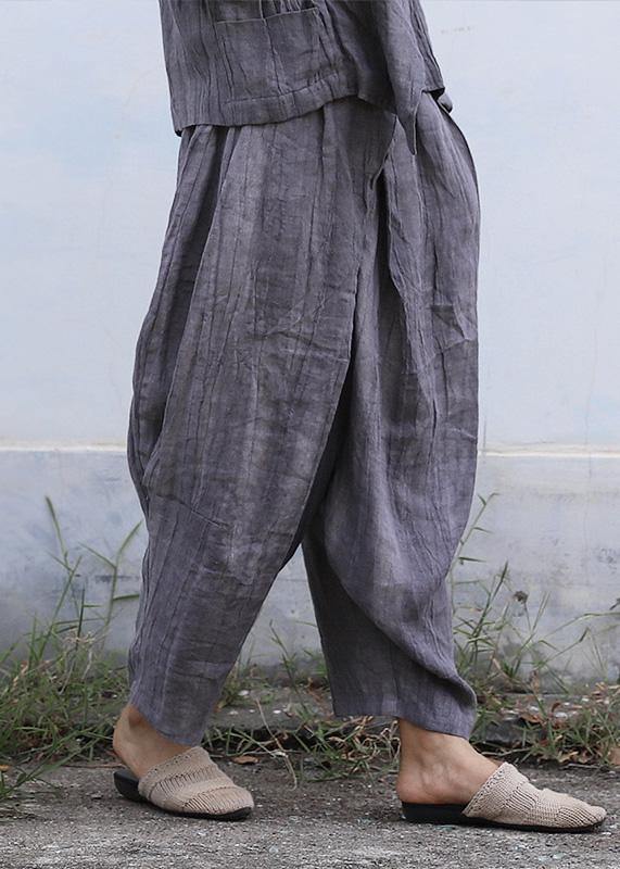 Personality linen casual gray pants loose 2025 autumn pants