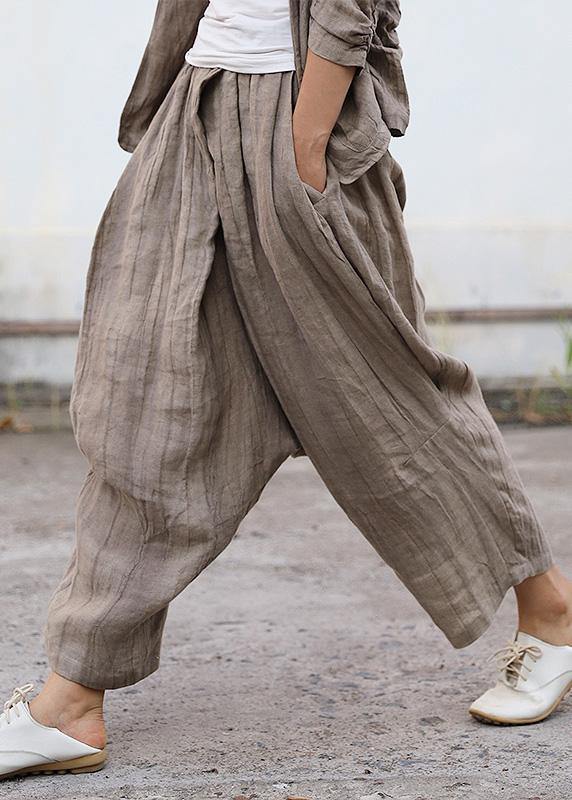 Personality linen casual gray pants loose 2025 autumn pants