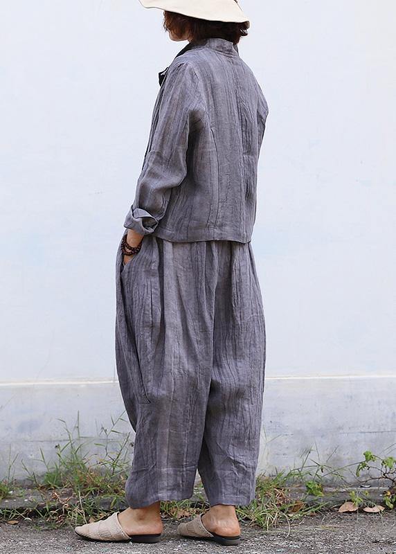 Personality linen casual gray pants loose 2025 autumn pants